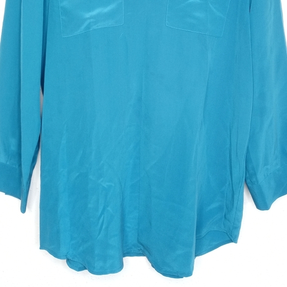 Joie 100% Silk Blue V-Neck Blouse - Picture 4 of 12